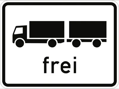 Produktbild von Verkehrsschild VZ1024-13, Lastkraftwagen mit Anhänger frei, Alu, RA2, 600x450 mm