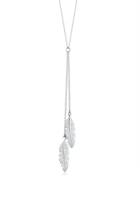 Produktbild von Elli Halskette Damen Y-Kette Feder Anhänger Filigran 925 Sterling Silber