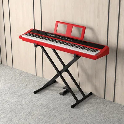 Obrázek produktu pro Zimilo 88 klávesové digitální piano E-piano klavír přenosný vyvážený kladívkový mechanismus pro začátečníky a děti bez klavírního stojanu jeden pedál červený