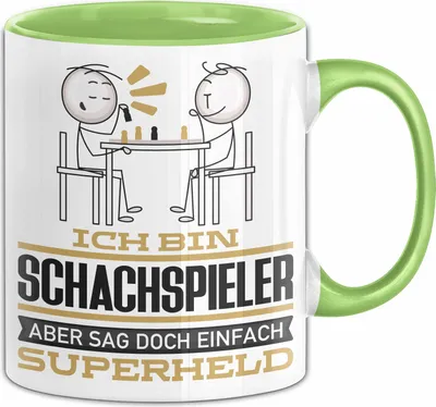 Produktbild von Schachspieler Geschenk Tasse Ich Bin Schachspieler Aber Sag Doch Einfach Superheld Lustige Geschenkdiee für Schachspieler Kaffee-Becher (Grün)
