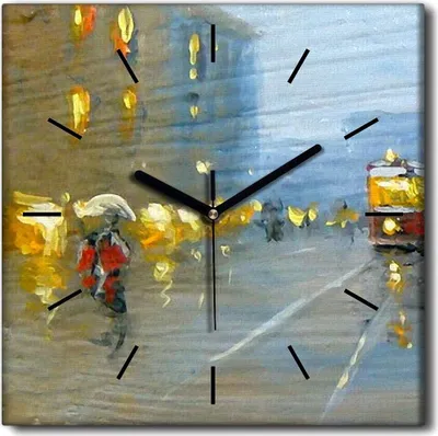 Produktbild von Coloray Uhr auf Leinwand 30x30 cm Wand Uhr Dekoration Wohnzimmer Segeltuch schwarze Hände -Landschaftsarchitektur