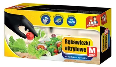 Zdjęcie produktu dla Jan Niezbędny Rękawiczki nitrylowe czarne rozmiar M 50 sztuk