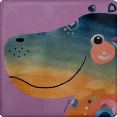 Obrázok produktu pre Maxwell & Williams Pete Cromer Podtácek Hippo, Podtácek, Keramický, Korkový, Farebný, 9,5 x 9,5 cm, DU0233