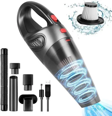 Zdjęcie produktu dla Wydajny odkurzacz ręczny z akumulatorem o mocy 120 W, z możliwością ładowania przez USB, do czyszczenia na mokro i na sucho, do domu i biura