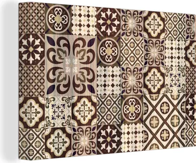 Obrázok produktu pre OneMillionCanvasses® - Obrazy na plátne - 140x90 cm, Retro - Vzor - Hnedá - Abstraktné, Nástenná umelecká tlač Nástenná dekorácia - Fotografia na plátne - Obraz na drevenom ráme
