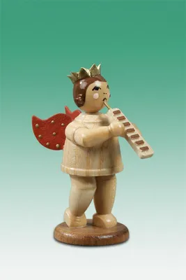Immagine prodotto di Angioletto musicale in legno con melodica e , altezza 6,5 cm, nuovo
