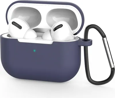 Produktbild von AirPods Pro 1 Silikon Schutzhülle mit Karabiner, Soft Touch Case, stoßfeste Hülle, rutschfest, 360° Schutz, Nachtblau