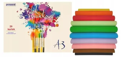 Image de Bloc de dessin A3 couleur 80 g, 20 feuilles - Penword
