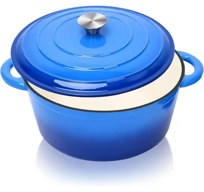 Obrázok produktu pre Ø28 cm Smaltovaný liatinový hrniec s pokrievkou – holandský hrniec v modrej farbe