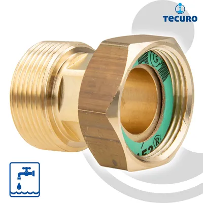 Produktbild von tecuro Verschraubung 1 1/4 Zoll Überwurfmutter x 1 1/4 Zoll Außengewinde -  Messing blank CW617N