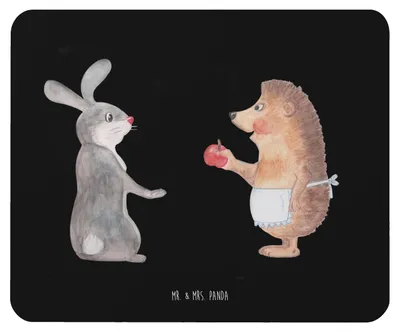Produktbild von Mr. & Mrs. Panda Mousepad Hase Igel - Schwarz - Geschenk, Liebe Spruch, laptop, Mouse Pad, Trennungsschmerz, Lustige Sprüche, Mauspad, Herzschmerz, mousematte, Trösten