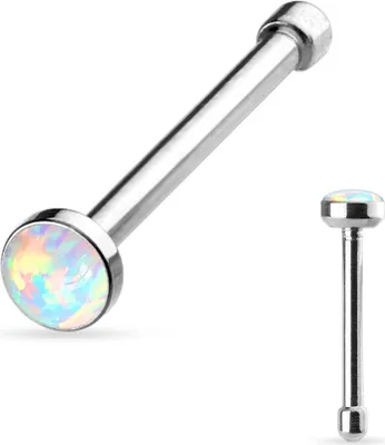 Produktbild von viva-adorno 0,8mm Nasenstecker Nasenpiercing Piercing Stecker Opal Chirurgenstahl 316L verschiedene Farben Z506, silber