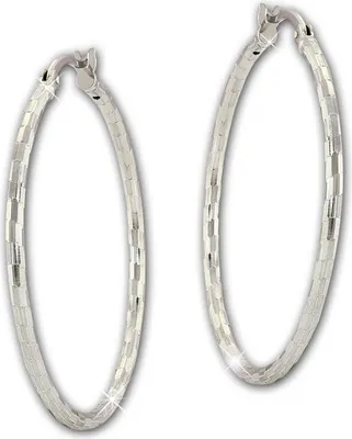 Image de SilberDream Boucles d'oreilles Femme Diamants Créoles 925 Bijoux en argent - marque de qualité, idéal comme cadeau d'anniversaire, de mariage D2SDO67366