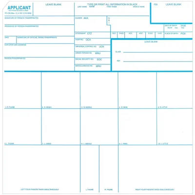 Productafbeelding van Vingerafdrukkaarten FD-258 - Set van 5