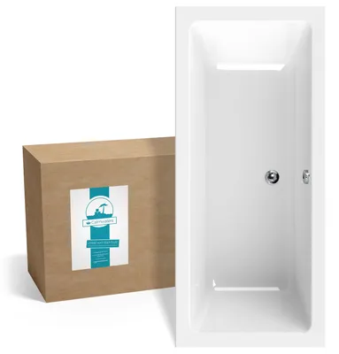 Produktbild von Calmwaters® Rechteck-Badewanne 170x75 cm, Acrylwanne Modern Select, Duo-Badewanne für zwei Personen, ergonomische Körperformbadewanne, Maße 170 x 75 cm, Rechteckbadewanne Weiß, 02SL3315