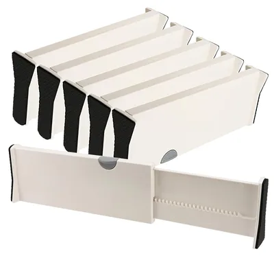 Schubladenunterteiler, 6 St., verstellbar, weiß, 27,5-44 cm