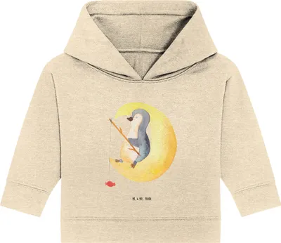 Produktbild von Mr. & Mrs. Panda Organic Baby Hoodie Pinguin Mond 12. - 18. Monat - Natural Raw - Geschenk, Kapuzensweatshirt, Angel, Erschöpft, Kapuzenshirt, Pinguine, Süßigkeiten