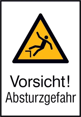 Produktbild von Warnschild Aluminium B262xH371 mm, Vorsicht Absturzgefahr