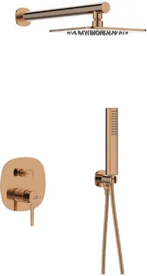 Produktbild von BADLAND Komplettes Duschsystem POLA Unterputz Armatur Wasserhahn mit Kopfbrause in Rosegold