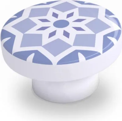 Immagine prodotto di Set di 4 pomelli per mobili in legno in cementina blu H.22 x L.39 x P.39 mm