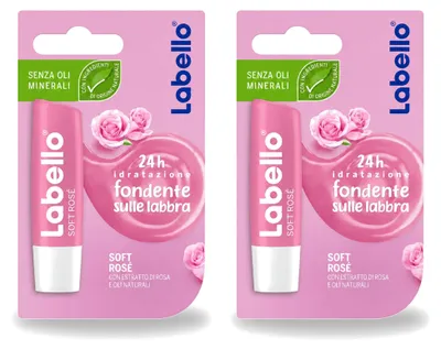 Image de 2 baumes à lèvres Labello Soft Rosé - 4,8 g chacun - Pack économique - 2 pièces