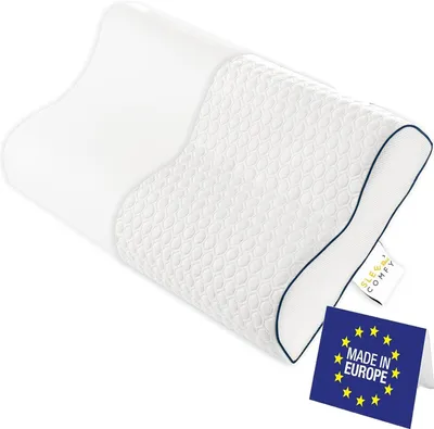 Produktbild von Sleep Comfy Memory Foam Nackenkissen 60x40x14/12 cm – Ergonomisches Orthopädisches Kopfkissen mit Waschbarem Bezug