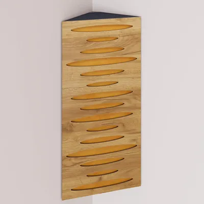 Productafbeelding van Set van 6 hoek bass traps PULSE, hout/fluweel, 50x23x10 cm, eiken/geel