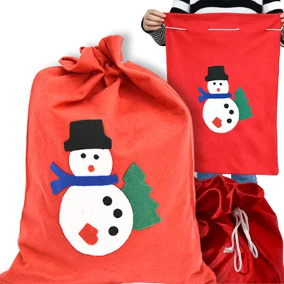 Produktbild von Großer Roter Nikolaus-Geschenkesack mit Schneemannmotiv 60 cm