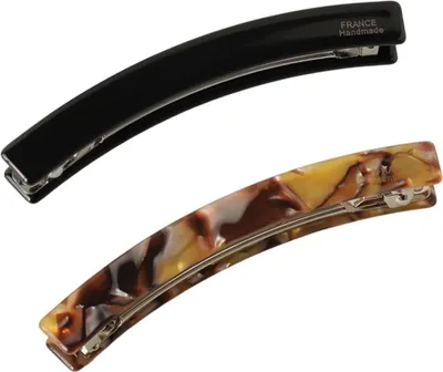 Produktbild von 2 Stück Elegante Haarspangen für Damen Mädchen, Damen Vintage Französisch Haarspange, Automatische Haarspangen für feines Haar und mitteldickes Haar, Schwarz und Kaffeefarbe.