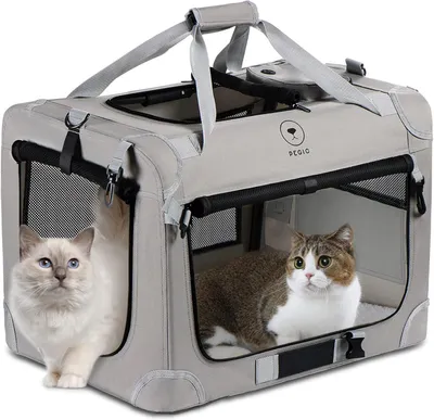 Imagen del producto de Caja de transporte para gatos, extra grande, de 61 x 41 x 41 cm, para 2 gatos, suave, ideal para viajes