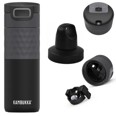 Obrázek produktu pro Kambukka Etna Grip termohrnek 500ml Black Steel - GiftBox + extra twist uzávěr