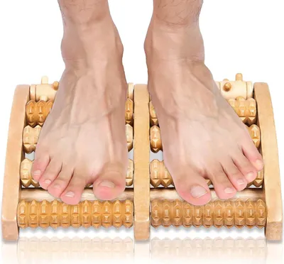 Produktbild von Fußmassageroller aus Holz Premium zur Stressreduzierung, Entspannung, Fersensporn, Fußmassage für Zuhause und Büro