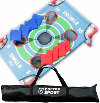Zdjęcie produktu dla Pojedyncza gra w rzutki Cornhole - 8 woreczków rekreacyjnych - gra 3 w 1 - w torbie transportowej