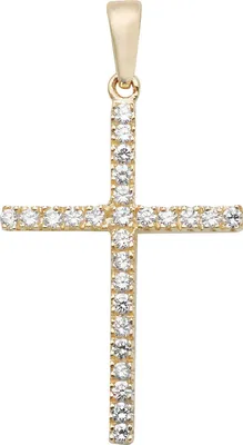 Image de Pendentif Femme Croix Or 375/1000 avec Oxyde de Zirconium - 33mm*19mm; TRS10739