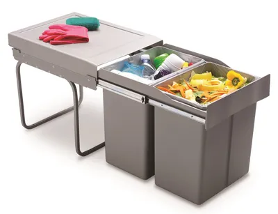 Produktbild von Victory Einbau-Abfallsammler Double Master Maxi 40DT Alugrau 42 Liter Vollauszug