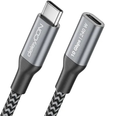 Produktbild von deleyCON 2m USB-C Verlängerungskabel 240W 10 Gbps USB 3.2 Gen2