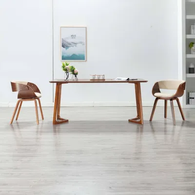 Produktbild von The Living Store Esszimmerstuhl Creme Bugholz und Kunstleder