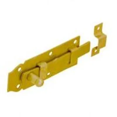 Image de Verrou de porte avec boucle et poignée bouton 120x45x2,0mm zingué jaune