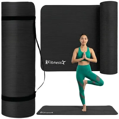 Zdjęcie produktu dla Mata do ćwiczeń fitness joga gimnastyczna 190x61x0,8cm czarna wodoodporna
