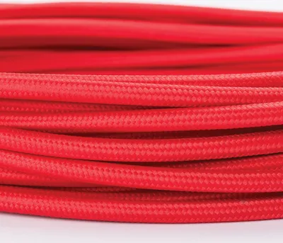Image de Câble textile Câble de lampe YML 3 fils, (3x 0,75mm) Câble électrique textile gainé avec conducteur de terre pour luminaires Lampes, rouge, 1m