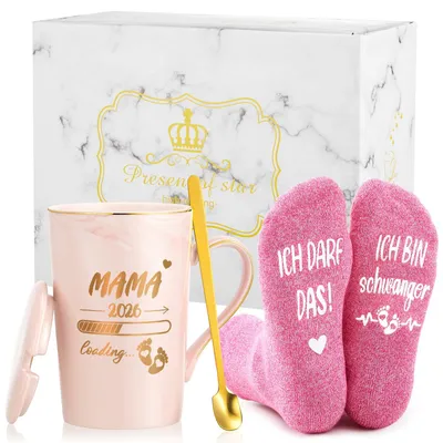 Geschenkset für werdende Mütter: Tasse 400 ml + Socken