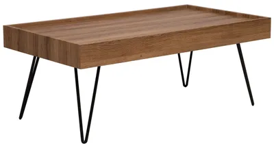 Zdjęcie produktu dla BELIANI Stolik kawowy ciemnobrązowy 100 x 60 cm czarne metalowe nogi styl industrialny