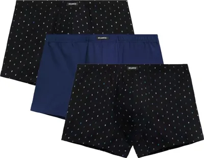 Produktbild von Atlantic Herren Baumwoll Boxershorts Set - Bequeme Unterwäsche mit Print, Atmungsaktiv und Elastisch, 3er Pack, Schwarz und Dunkelblau, Sportlicher Schnitt für Herbst/Winter 2025 M