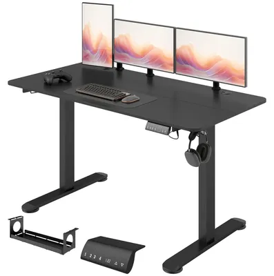 Produktbild von Stehpult höhenverstellbarer Computertisch Schreibtisch, 140 cm x 70 cm x 116 cm, Schwarz