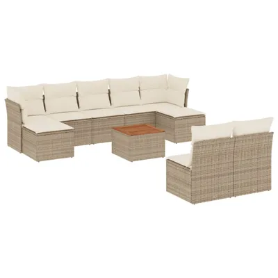 Imagen del producto de Juego de sofás jardín con cojines beige 10 pzas ratán sintético