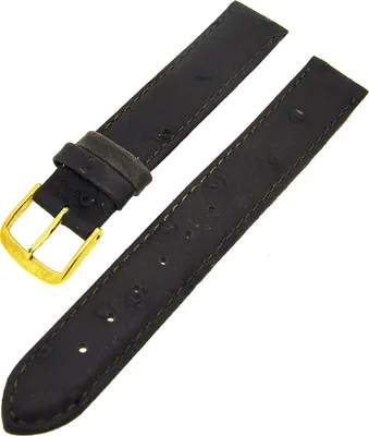 Produktbild von Uhrenarmband Straußenleder Dunkelbraun Gold Ton in Ton 16mm Matt S Struktur 13942