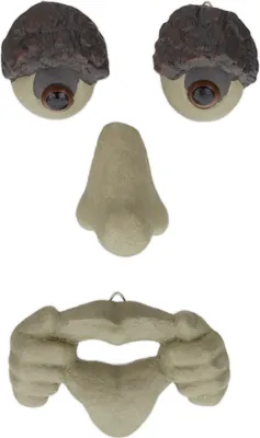 Produktbild von Relaxdays Baumgesicht 4-teilig, Baumstamm Deko, zum Hängen, wetterfester Baumschmuck, Waldgeist, Kunststein, beige/braun