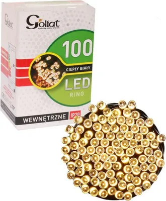 Zdjęcie produktu dla Lampki Choinkowe o Ciepłym Białym Świetle, 100 LED, Ring, Użytek Wewnętrzny, 495cm, Zasilanie Sieciowe