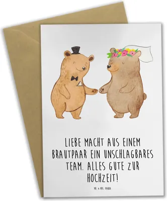Produktbild von Mr. & Mrs. Panda Grußkarte Unschlagbares Brautpaar - Weiß - Geschenk, frisch verheiratet, Geburtstagskarte, Ehe, Hochzeitskarte, frisch vermählt, Einladungskarte, Feier