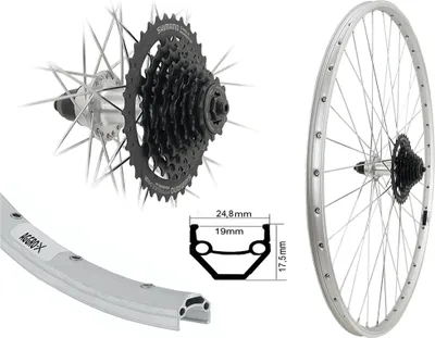 Produktbild von AGGRO-X 28 Zoll Alu Hinterrad 19-622 Laufrad Hohlkammer Felgenbremse inkl. Shimano 8 Fach Zahnkranz